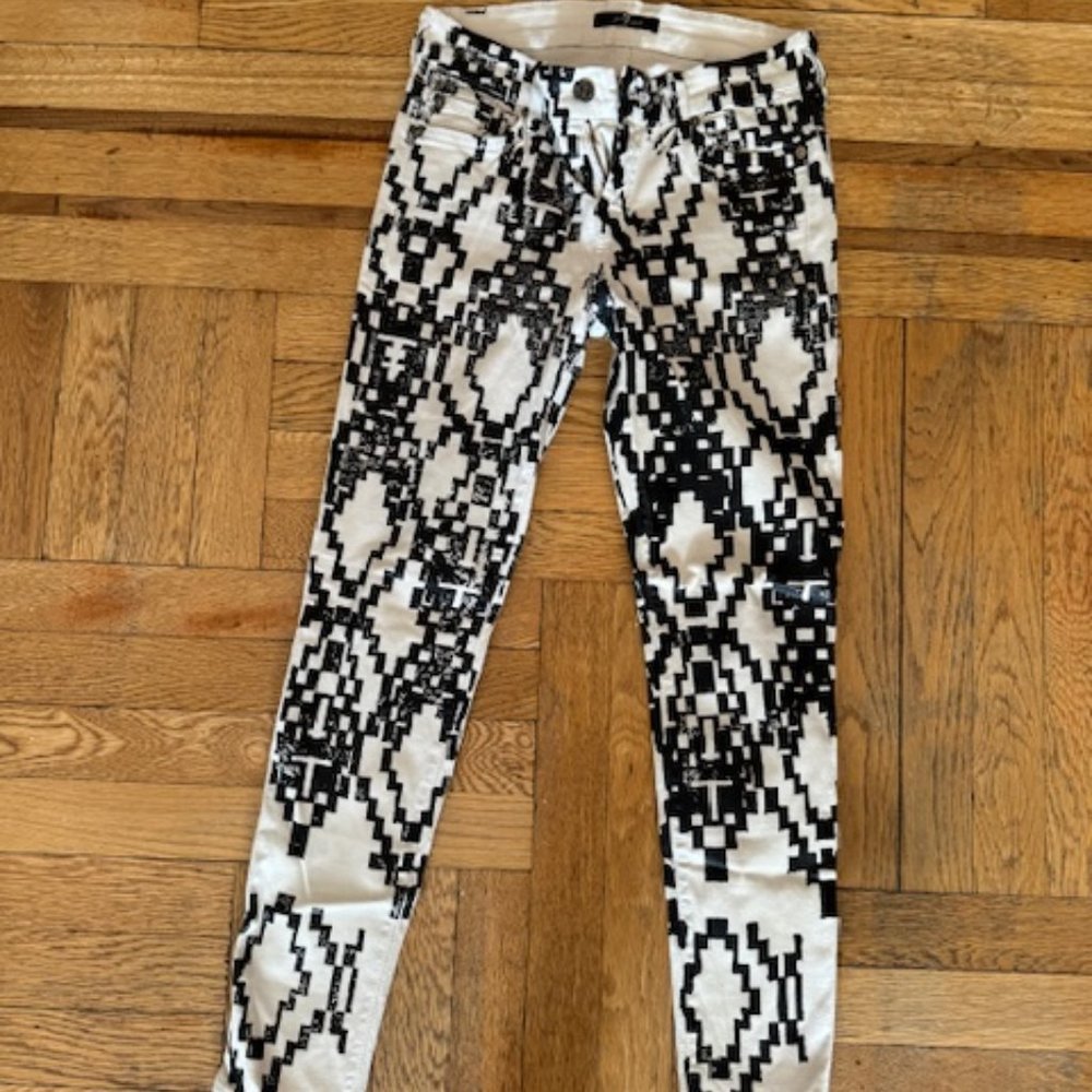 Seven for All Mankind 7 Jeans Black White Skinny